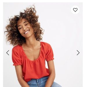 Madewell Texture & Thread Peasant Red Top